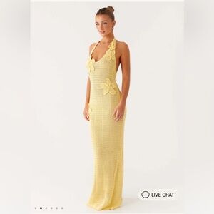 Peppermayo- Novalee Flower Crochet Maxi Dress - Yellow